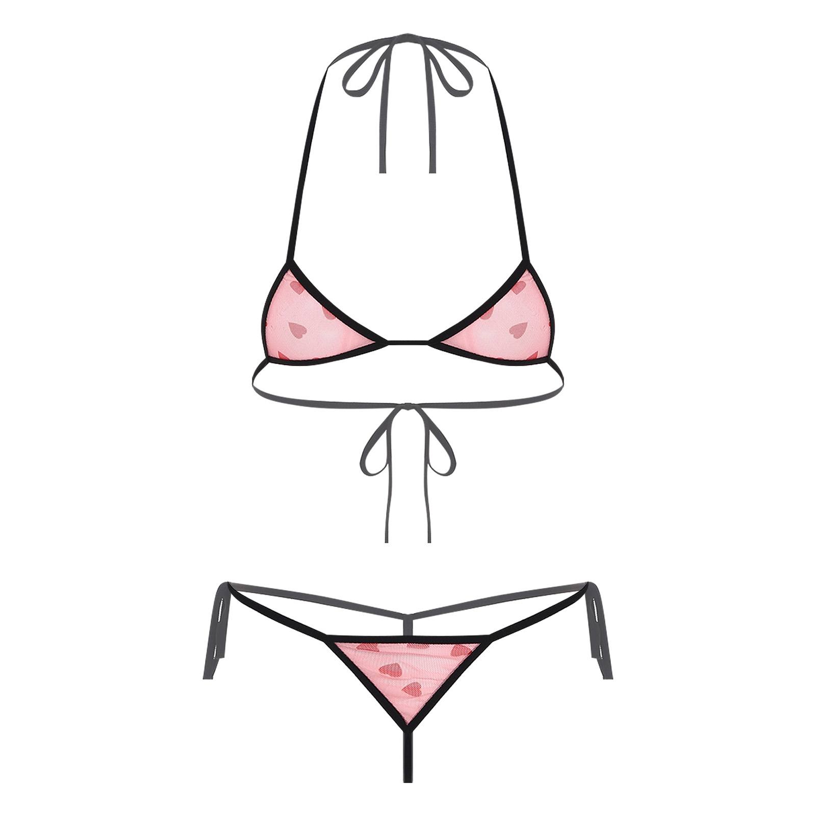 Sheer Bra Lace - Damen Micro Mini Bikini Dessous Unterwäsche