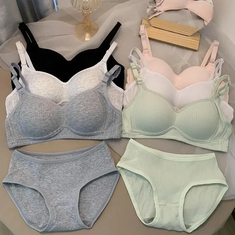Cotton Bra Everyday - Frauen Nahtlose Bh Sets Höschen +