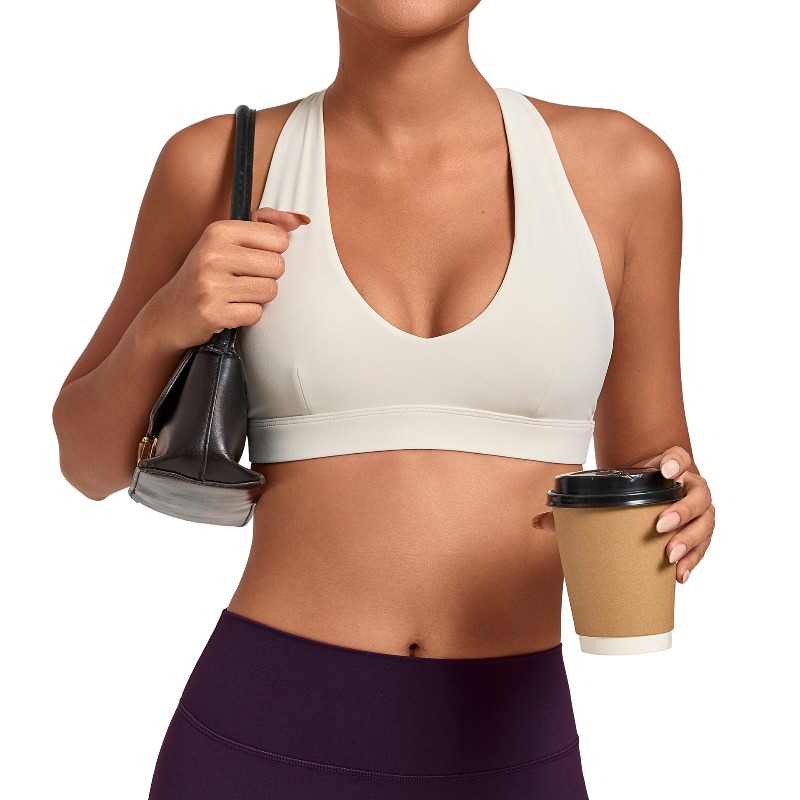 Sports Bra Racerback - Samless Damen-Sport-BHs für Fitnessstudio, Workout, Raffung,