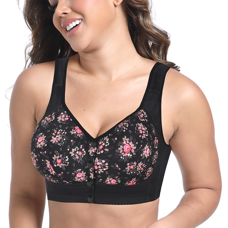 Wirefree Bra Comfort - Eleganter, kabellos bedruckter BH mit Frontöffnung,