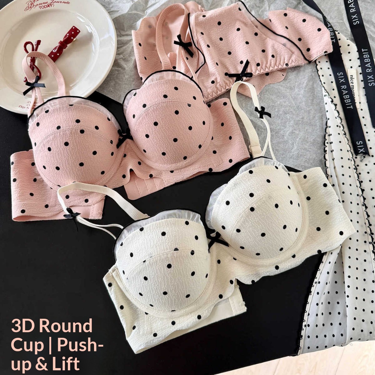 Spitzen-BH-Set mit Polka Dots, – Cotton Bra Everyday Bewertung und Preis